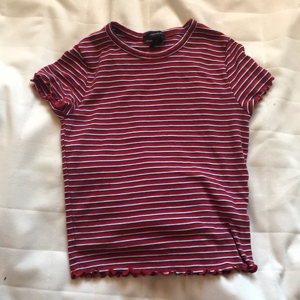 striped lettuce hem crop top